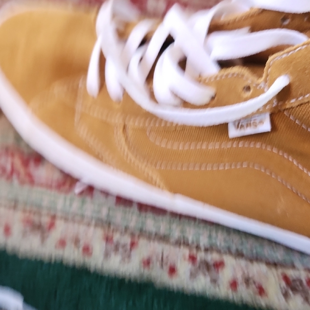 Vans Golden Tan Canvas/Suede Skate Shoes with White Accents - Lizzie